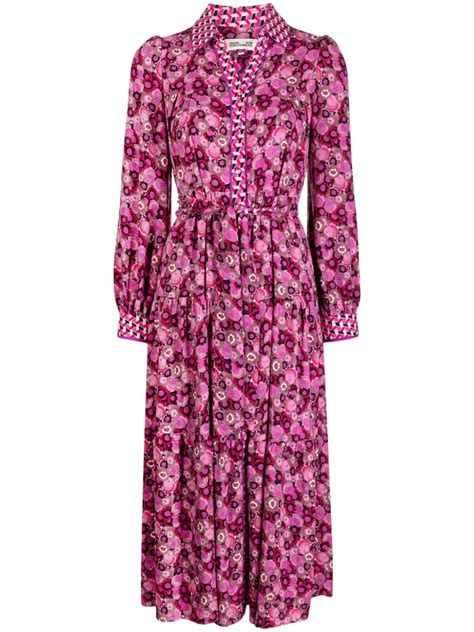 Dvf Diane Von Furstenberg Floral Print Belted Midi Dress Farfetch