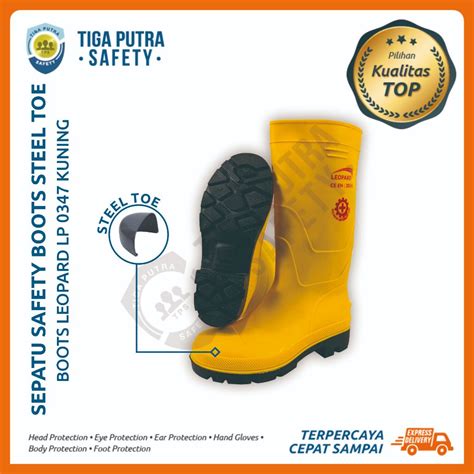 Jual Sepatu Boot Safety Karet Leopard Ujung Besi Steel Toe Proyek