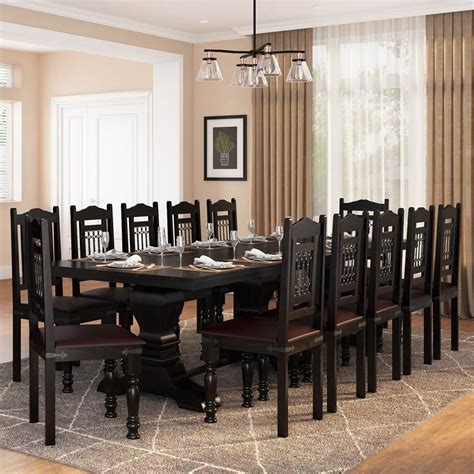 Harold Traditional Solid Rosewood Pedestal Dining Table Set For 12