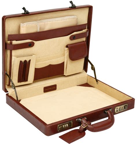 Luxury Leather Unisex Slim Executive Case Attache Briefcase Business