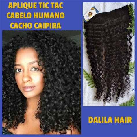 Aplique Personalizado 55 Tic Tac Cabelo Humano Cacheado Caipira