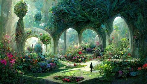 Premium Photo | Fantasy fairy garden concept art illustration