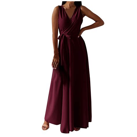 Gaecuw Semi Formal Wedding Guest Dress For Women V Neck Sleeveless