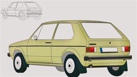 How To Draw Volkswagen Golf I 1974 Back View Digital Drawing Youtube