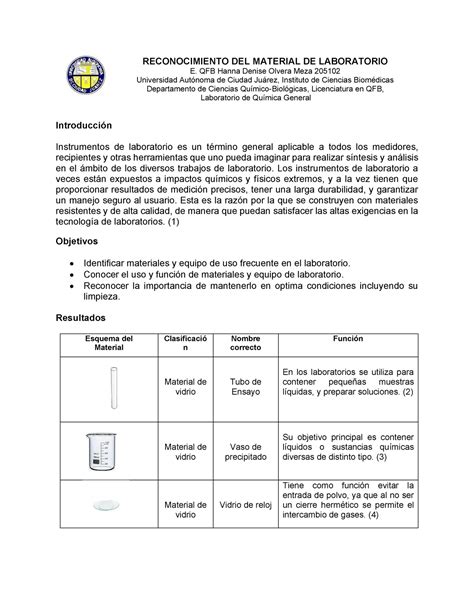 Práctica 1 Reporte Reconocimiento DEL Material DE Laboratorio