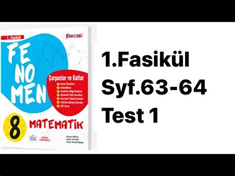 8 SINIF FENOMEN 1 FASİKÜL S 63 64 TEST 1 YouTube