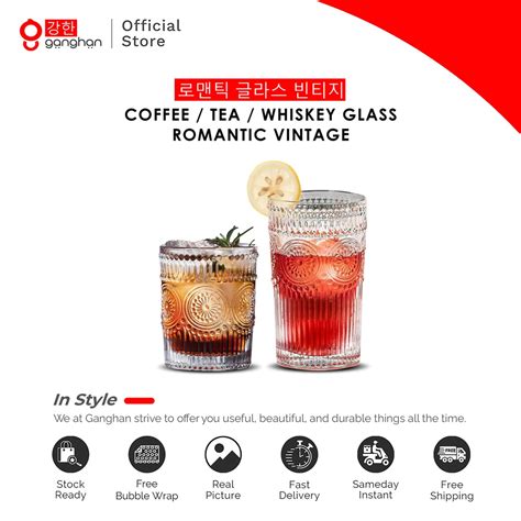 Jual Ganghan Gelas Kaca Cocktail Mocktail Whisky Vintage Retro Flower Glass Shopee Indonesia