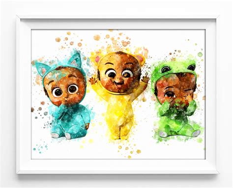 The Triplets Boss Baby Print INSTANT DOWNLOAD Watercolor Boss | Etsy