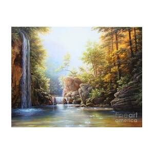 Waterfall Painting By Oleg Bylgakov Pixels