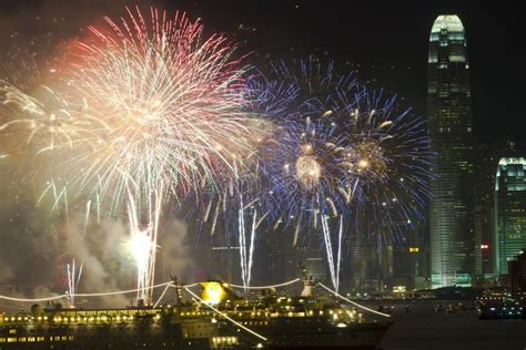 Hong Kong Chinese New Year Fireworks Stock Image - Image of cityscape, flash: 22995919