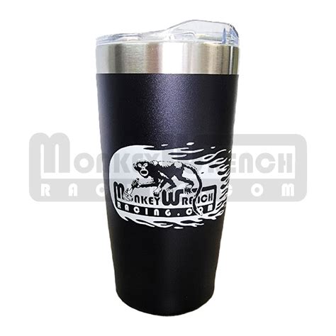 MWR Vacuum Tumbler Cup – Black with White Flame Logo | Monkeywrench Racing