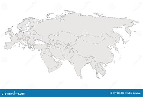 Eurasia. Contour Map. Countries and Islands. Vector Stock Vector ...