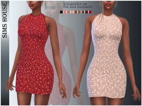 The Sims Resource Short Dress With Rhinestones