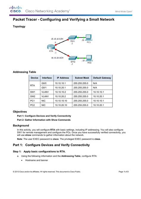 PDF 4 1 4 5 Packet Tracer Configuring And Verifying A Small Network