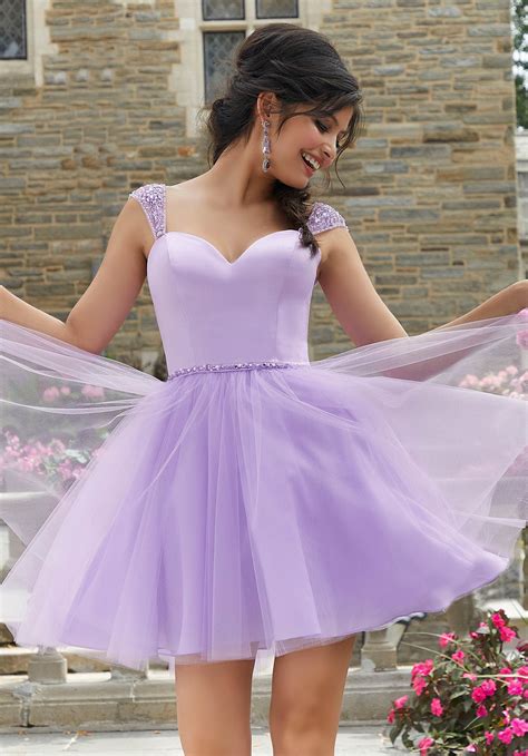 Beaded Satin And Tulle Party Dress Morilee