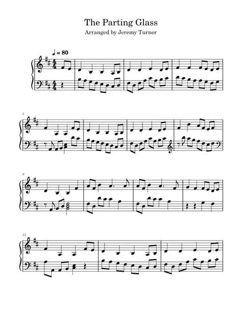 The Parting Glass Misc Traditional Sheet Music For Piano Solo Easy