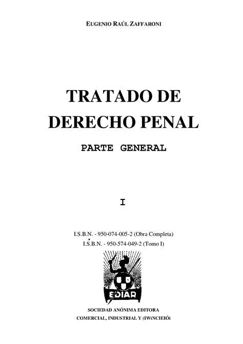 Tratado De Derecho Penal I Parte I S B Obra