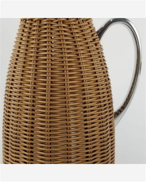 Riachuelo Garrafa Térmica de Inox para Café Treliça de Rattan Marrom