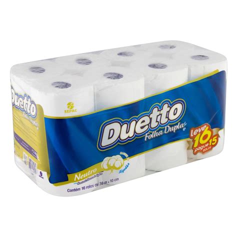 Papel Higiênico Folha Dupla Neutro Duetto 30m Pacote Leve 16 Pague 15