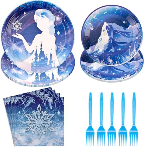 96pcs Frozen Birthday Party Supplies Winter Snowflake