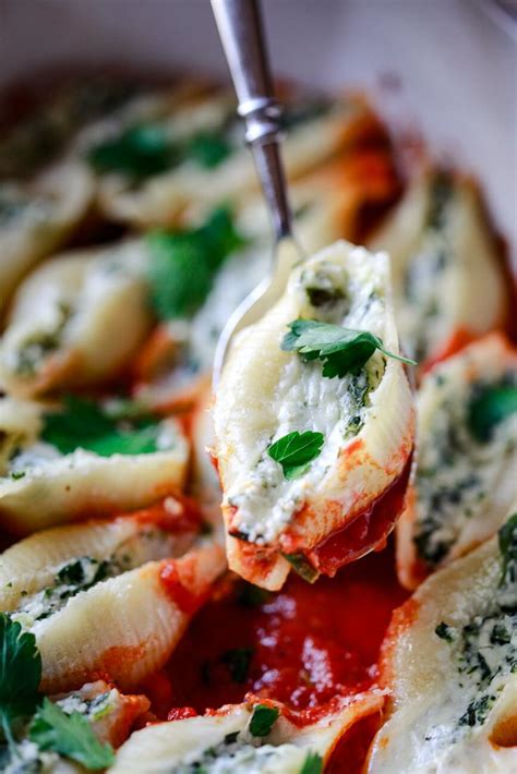 Ricotta Stuffed Shells With Spinach Conchiglioni Vegan Or