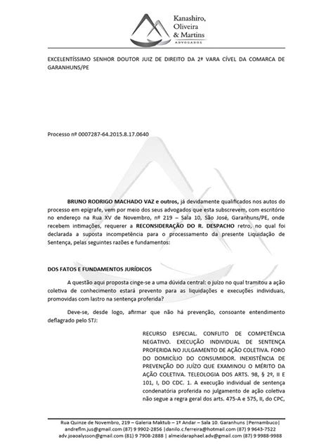 Pedido De Reconsideração Pdf Sentença Jurídico Ação Judicial