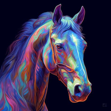 Premium Ai Image Luminous Equine Majesty A Multilayered Realism Neon