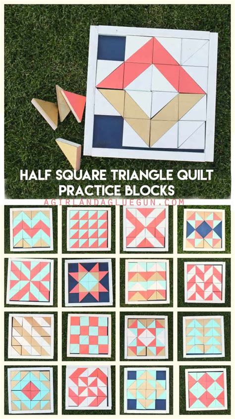 Half Square Triangle Quilt Practice Blocks A Girl And A Glue Gun