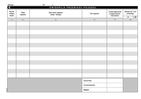 Ak Ewidencja Przebiegu Pojazdu K Papirus