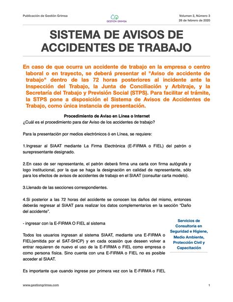 Conoce El Sistema De Avisos De Accidentes De Trabajo De La Stps Grimsa