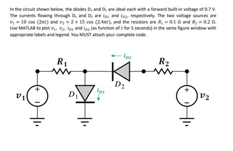 Solved In The Circuit Shown Below The Diodes Di And D2 Are Chegg