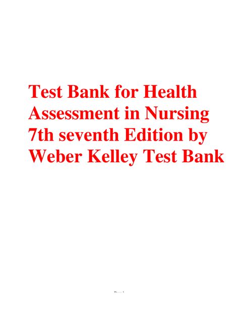 Test Bank For Health Assessment In Nursing 7th Seventh Edition By Weber