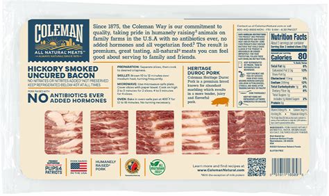 All Natural Hickory Smoked Bacon Coleman Natural