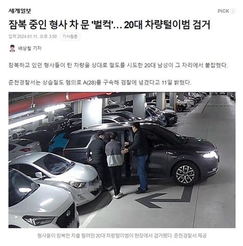 잠복 중인 형사 차 문을 열어버린 차량털이범 인스티즈 Instiz 이슈 카테고리