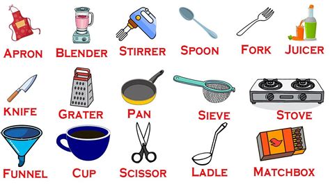 Kitchen Vocabulary Different Types Of Kitchen Tools And