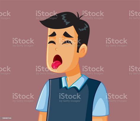 Disgusted Man Sticking Tongue Out Vector Cartoon Stock Illustration