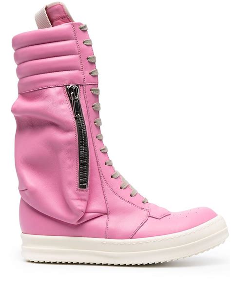 Rick Owens Leather Sneaker Boots in Pink | Lyst