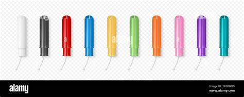 Vector 3d Realistic Menstrual Hygiene Cutton Tampon With Applicator In