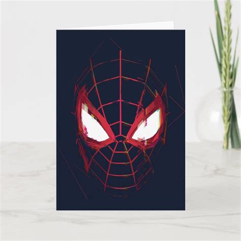 Spider Man Miles Morales Glitched Mask Graphic Card Zazzle