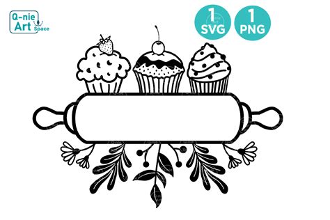 Cupcake Split Frame Svg Baking Frame Illustration Par Queenie Art