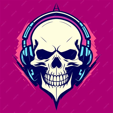 Premium Vector Head Skull Wearing Headphone Vector Art