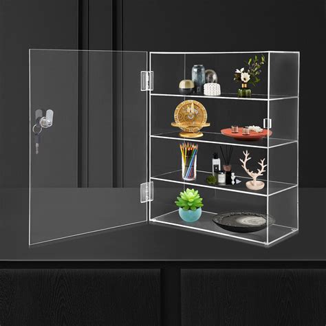 Clear Acrylic Display Case Countertop Cabinet Box Shelves Showcase