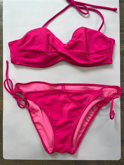 Victoria S Secret Hot Pink Sweetheart Halter Bikini Gem