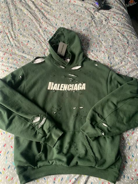 Balenciaga FINAL DROP Balenciaga green destroyed hoodie New Season ...