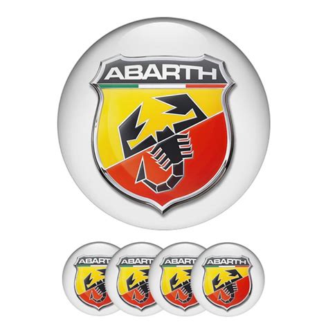 Fiat Abarth Silicone Stickers Center Hub D Badge White Gray Wheel