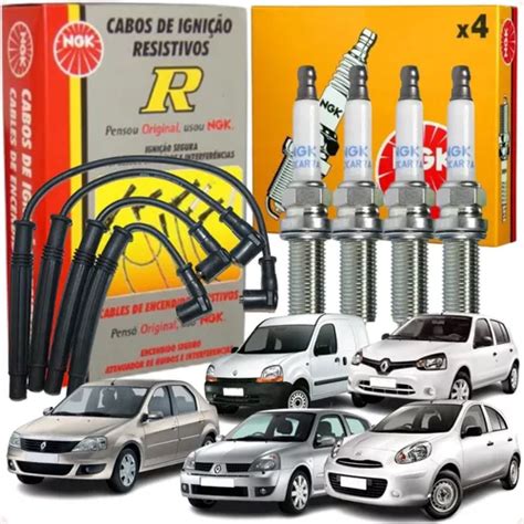 Kit Cabo E Vela Ignição Clio Kangoo Logan Sandero 1 0 16v