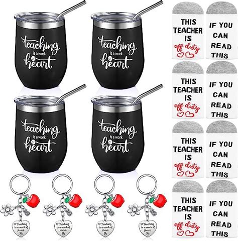 12 Pcs Teacher Appreciation Gifts Set Including 4 Teacher Tumbler Mugs