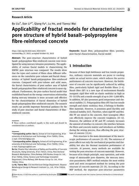 Pdf Applicability Of Fractal Models For Characterising Pore Structure