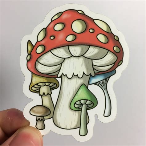 Funky Fungi Mushroom Psychedelic Vinyl Art Sticker Etsy