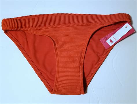 New Xhilaration Juniors Ribbed Cheeky Bikini Bottom Medium 4 6 RED EBay